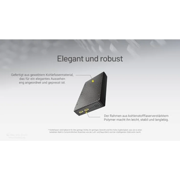 Nitecore Powerbank NB20000 Gen3 - Tragbare Power Bank mit 20000mAh und Kohlefaser, USB-C Ladegerät, Power Delivery - Ultraleicht & Flugtauglich – Bild 3