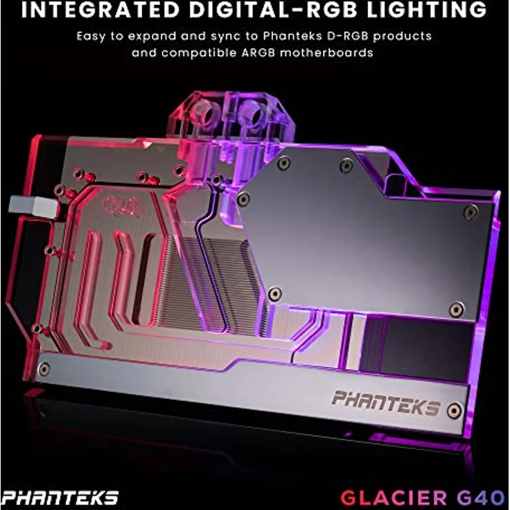 Phanteks Glacier G40 RTX 4080/90 Wasserkühlung inkl. Backplate für MSI, D-RGB - Chrom – Bild 4