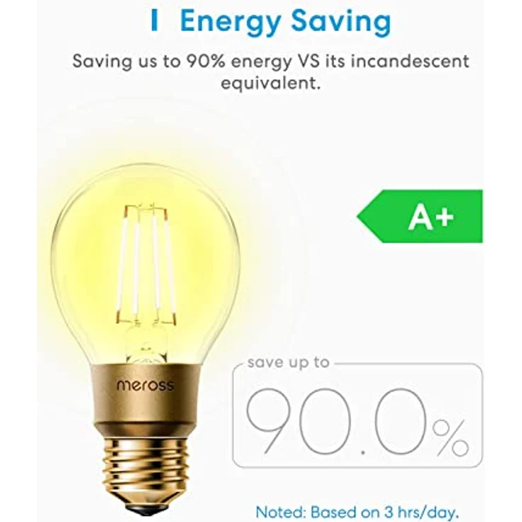 meross WLAN Edison Vintage Glühbirne funktioniert mit Apple HomeKit, Smart Retro Glühbirne Filament E27 warmweißes Licht kompatibel mit Siri, Alexa, Google Home und SmartThings (160g) – Bild 5