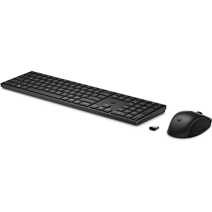 HP 650 kabellose Tastatur und Maus Bundle (20 programmierbare Tasten, QWERTZ Layout, 4.000 DPI, USB Dongle, 3 Tasten, Scrollrad) Schwarz