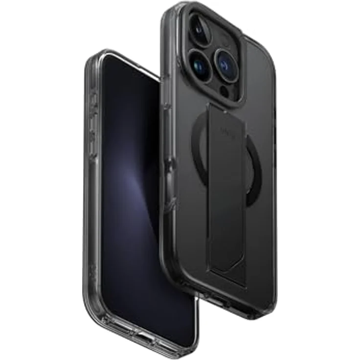 Uniq Heldro Max, Smartphone Hülle für Apple iPhone 16 Pro mit integriertem Kickstand, FlexGrip-Band und MagClick-Laden, Schwarz – Bild 1