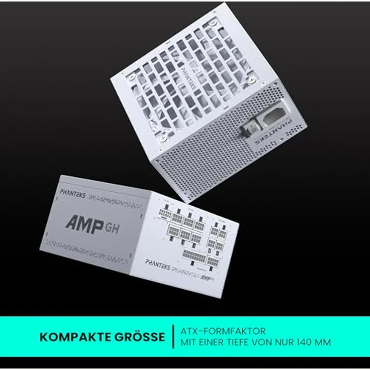 Phanteks AMP GH V2 1000W 80 PLUS Platinum Netzteil, PCIe 5.1, ATX 3.1, vollmodulares Kabelmanagement, geräuschloser Hybridmodus, weiß – Bild 2