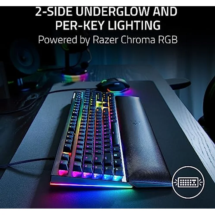 Razer BlackWidow V4 - Mechanische Gaming-Tastatur mit Razer Chroma RGB (Mechanische Razer Yellow Switches, 6 eigene Makro-Tasten, Doubleshot-ABS-Tastenkappen) QWERTY US-Layout | Schwarz – Bild 3