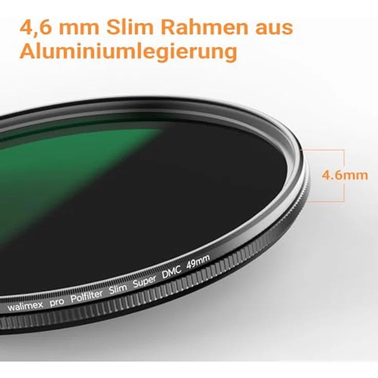 Walimex pro Zirkular Slim Super DMC 62mm Polarisationsfilter CPL, Objektivfilter in Schwarz mit 18-facher Mehrschichtvergütung und Slimfassung für Weitwinkelobjektive – Bild 6