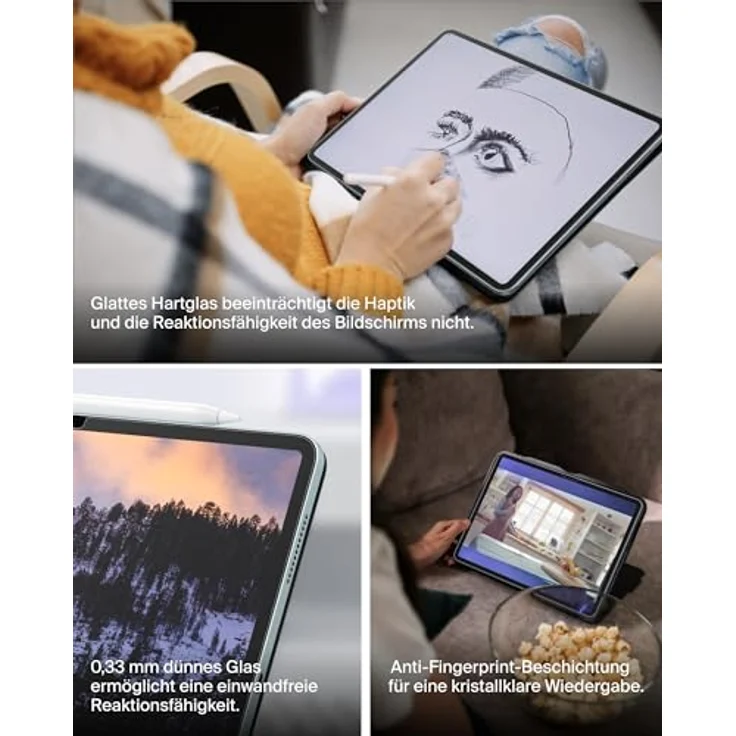 Belkin ScreenForce TemperedGlass Displayschutzfolie für iPad Air, 11", 9H Härtegrad, kratzfest, dünn, kristallklar, einfach anzubringen, kompatibel mit Hüllen und Apple Pencil – Bild 5