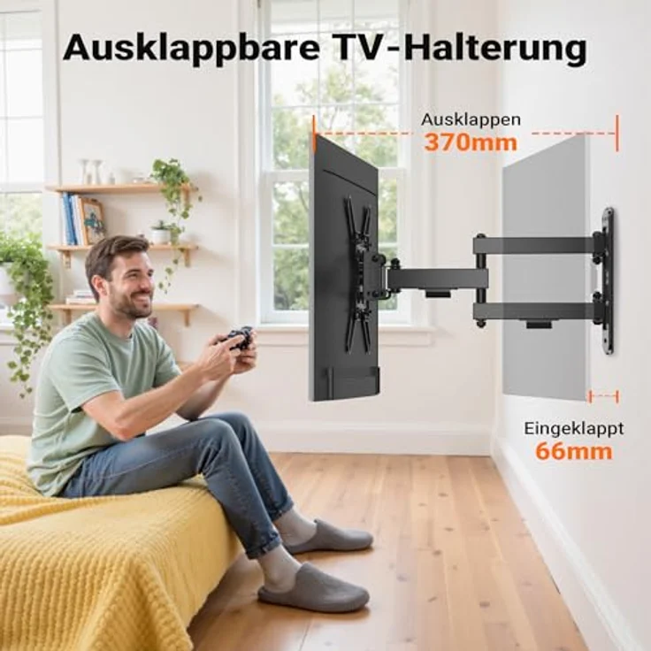 Wiltec TV Halterung für 13"–43" Fernseher, schwenkbar bis 20 kg, platzsparende Wandbefestigung mit einfacher Installation – Bild 5