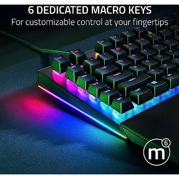 Razer BlackWidow V4 - Mechanische Gaming-Tastatur mit Razer Chroma RGB (Mechanische Razer Yellow Switches, 6 eigene Makro-Tasten, Doubleshot-ABS-Tastenkappen) QWERTY US-Layout | Schwarz – Bild 4