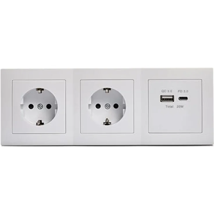 MC POWER Steckdosenblock Unterbausteckdosen | Flair | Ecksteckdose 2-Fach Steckdose + USB-C/A, 15cm Kabel mit Lüsterklemme, 230V / 16A, Aufbau, weiß matt – Bild 2