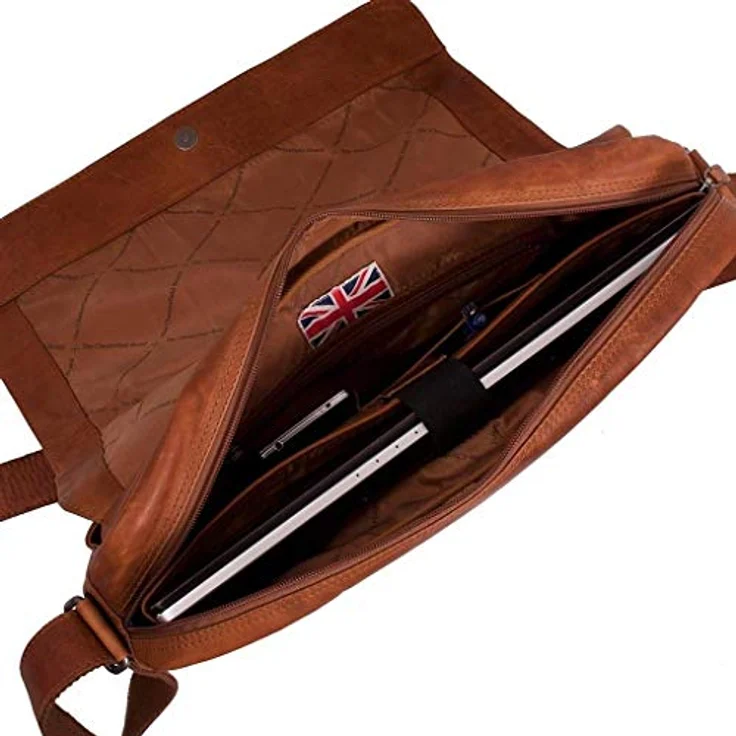 The Chesterfield Brand Richard 0552, Umhängetasche aus gewachstem Rindleder mit Laptopfach, hellbraun – Bild 5