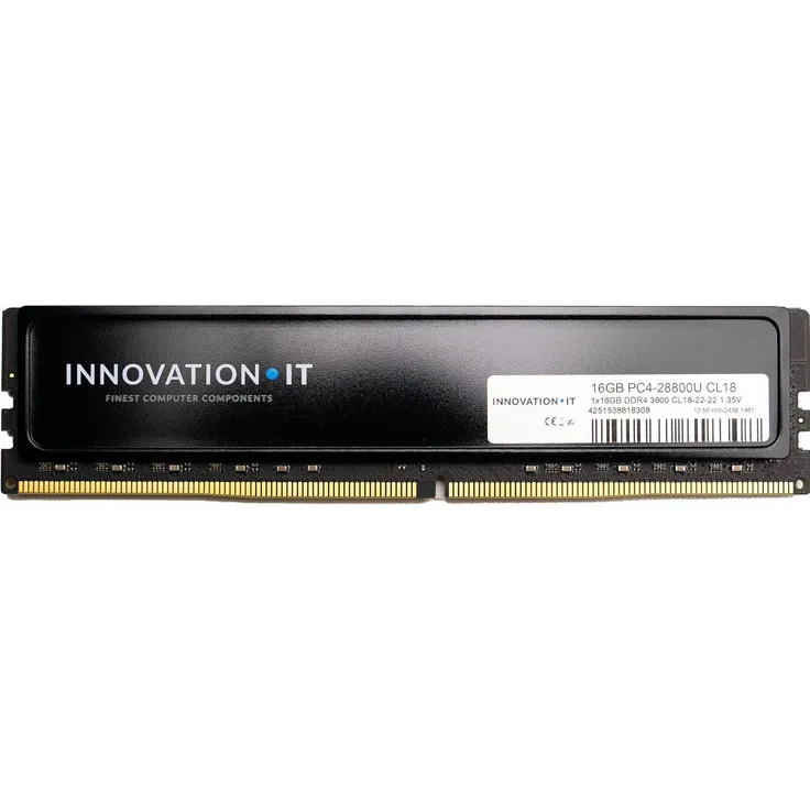 Innovation IT 3600 16GB CL18 DDR4-RAM, Arbeitsspeicher mit Heatspreader und 1.35V (CL18-22-22)