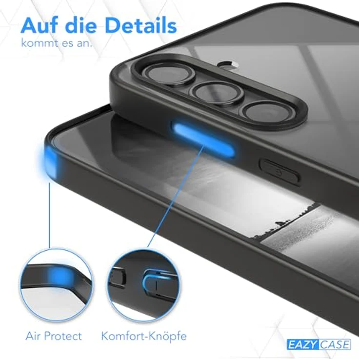 EAZY CASE Clear Hybrid Bumper Hülle kompatibel mit Samsung Galaxy S24 Plus, Ultra Aufprallschutz, Stoßfest, Kratzfest, dünne Schutzhülle mit Kameraschutz, Schwarz – Bild 4