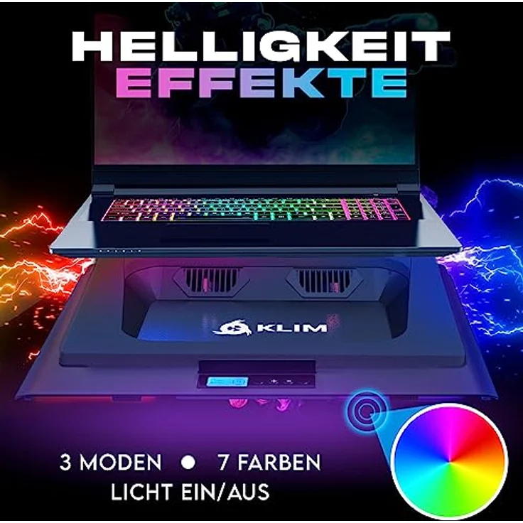 KLIM Everest Laptop Cooling Pad | Leistungsstarker Turbo-Lüfter 4300 RPM Laptop-Kühler | Versiegelter Schaumstoff für maximale Leistung | 14-17.3 Zoll, Schwarz – Bild 5
