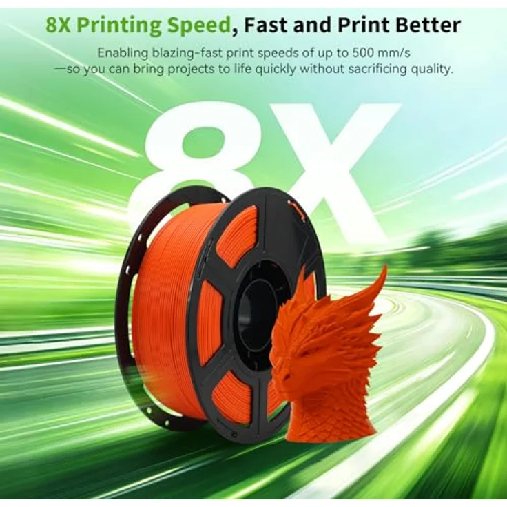 FLASHFORGE High Speed PLA+ 3D-Druckerfilament, Orange, verbesserter Schmelzfluss, elegantes mattes Finish, satte und kräftige Farben – Bild 3