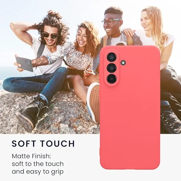 kwmobile Handyhülle für Samsung Galaxy A56 5G - flexibles Silikon Case in Neon Koralle, reißfest und rutschfest mit präzisen Ausschnitten – Bild 4