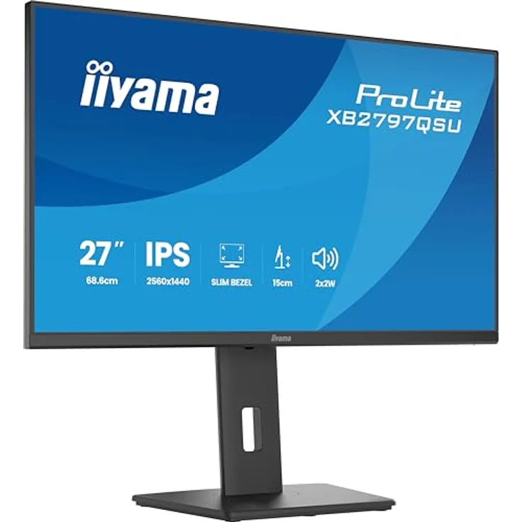 iiyama Prolite XB2797QSU-B1, 27" QHD IPS LED-Monitor mit Höhenverstellung, Pivot und USB-C, schwarz – Bild 1
