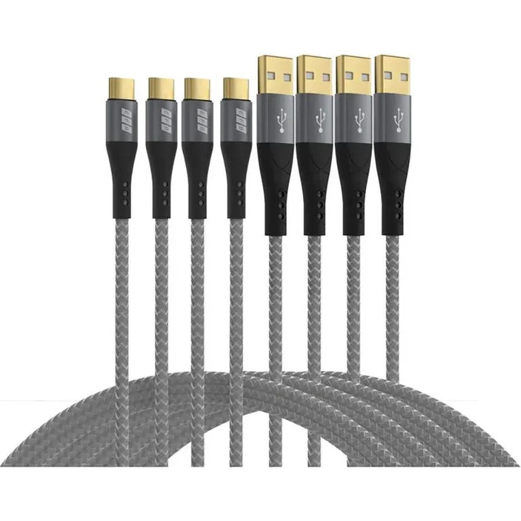 EFB USB-A auf USB-C Kabelset, 4-teilig, 60W, QC 3A, Längen 0,5m/1m/2m/3m, grau