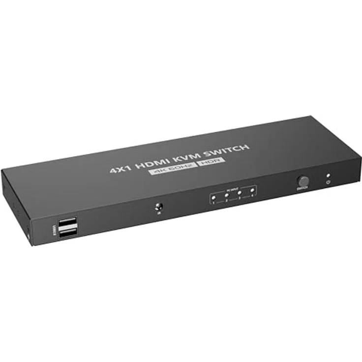 PremiumCord 4K HDMI KVM Switch 4:1 mit Fernbedienung, UHD 4K 2160p 60Hz, Full HD 1080p, USB-Übertragung, HDMI 2.0, Metallgehäuse – Bild 2