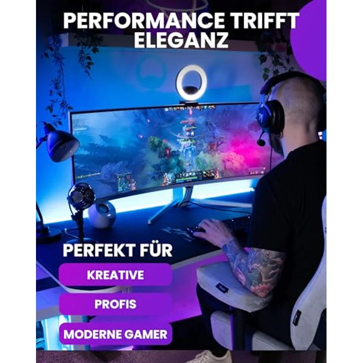 Arozzi Nova 49“ Curved Gaming Monitor, VA 165Hz Ultrawide QHD 1440p, HDR10, flimmerfrei, 100% sRGB, rosa – Bild 5