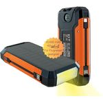 SCHWAIGER SL1000 Solar Powerbank 10.000 mAh Solar-Taschenlampe Solar-Ladegerät Ladestandanzeige Kompass USB-C USB-A Micro-B Camping Flugreise Survival