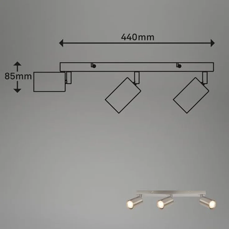 Briloner Deckenlampe schwenkbar, GU10 Fassung, max. 9 W, 44 cm, Nickel-Matt – Bild 3
