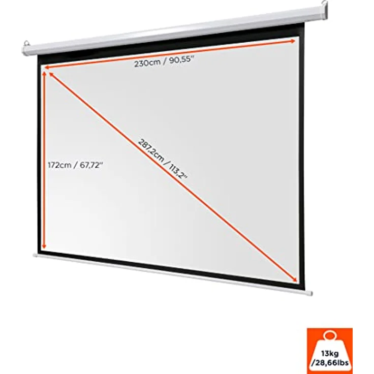 Celexon basic line Motorleinwand 240 x 180cm,Leinwand Format 4:3, Heimkino Leinwand, Beamerleinwand, – Bild 2