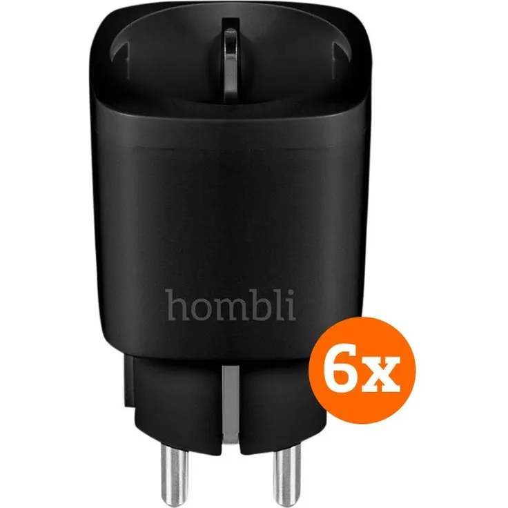 Hombli Smart Plug 6er-Pack, WLAN-fähige Steckdosen mit Energieüberwachung und Sprachsteuerung, Schwarz