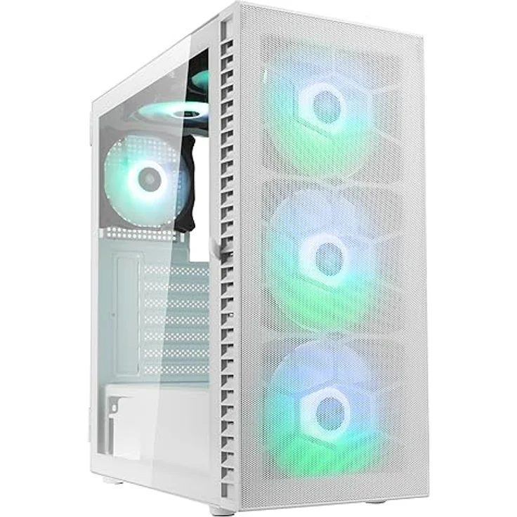 Kolink Observatory HF Mesh PC-Gehäuse, Sechs ARGB-Lüfter, 330 mm GPU-Freiheit, ATX-Motherboard, Gitterfrontplatte, Stahl, Mid-Tower, Weiß – Bild 1