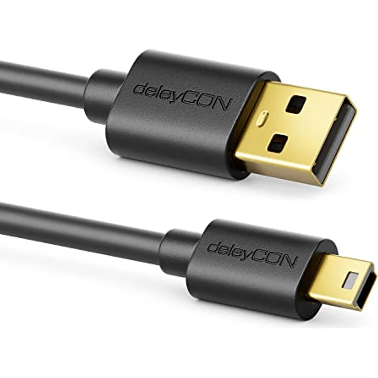 deleyCON 1m Mini USB 2.0 High Speed Kabel - Schwarz - High-Speed-Datenübertragung für Handys, Smartphones, Tablets und mehr – Bild 4