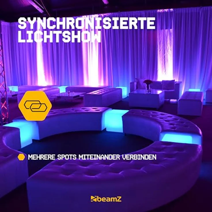 BeamZ BBP96SB Bodenstrahler, Akkubetriebener LED-Uplight Par mit 6x 12W 6-in-1 RGBAW-UV LEDs, Schwarz, bis zu 9 Stunden Betriebszeit, DMX-fähig – Bild 5
