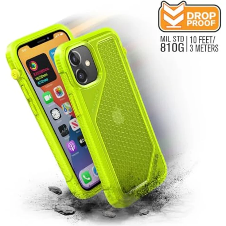 Catalyst Vibe iPhone 12 Mini Case, Sturzschutz bis 3,5 Meter, gelb-transparent mit rutschfester Struktur und 4-Punkt-Crux-Montagesystem – Bild 3
