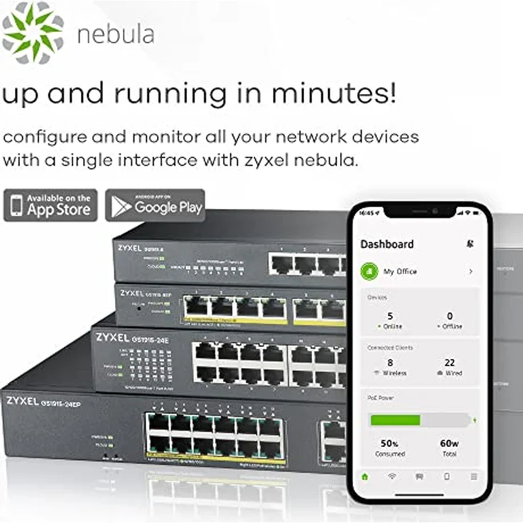 Zyxel GS1915-24EP, 24 Port poe Switch, 24-Port GbE, 130 Watt 802.3at, rackmount, fanless, Smart hybrid Mode Switch, standalone or NebulaFlex Cloud – Bild 3