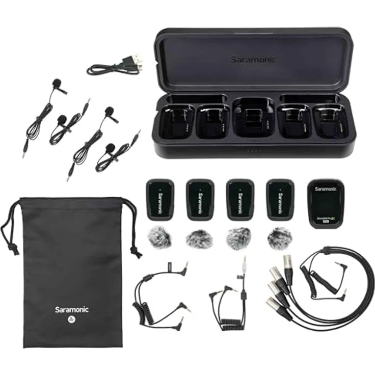 Saramonic Blink 500 Prox B8 4-Personen-Wireless-Mikrofonsystem mit Aufnahme von TXS, Lavs, Ladekoffer, Cam-MoOutd-Empfänger - Schwarz – Bild 1