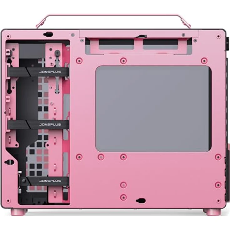 Jonsplus Z20 Micro-ATX Gehäuse, kompaktes Gaming-Gehäuse aus Stahl, für SFX-PSUs und Mini-ITX/Micro-ATX-Mainboards, schwarz/pink – Bild 6