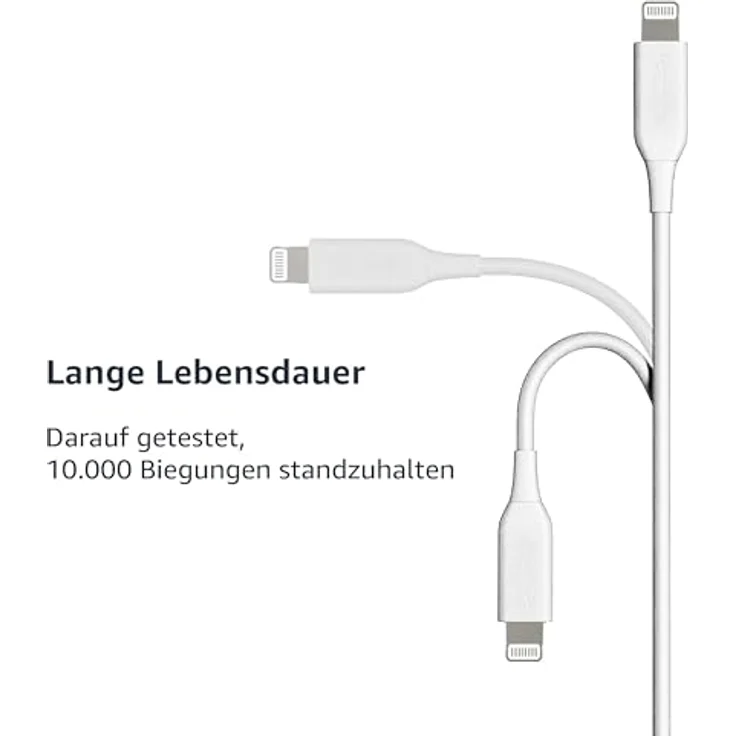 AmazonBasics – Verbindungskabel Lightning auf USB-A, MFi-zertifiziertes Ladekabel für iPhone, weiß, 1,82 m, 2 Stück – Bild 3