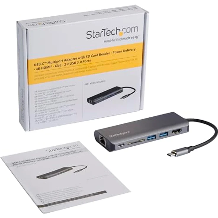 StarTech.com USB-C Multiport Adapter, 2x USB 3.0 - HDMI - SD - Gigabit Ethernet, mit Stromversorgung (USB PD), USB C Dock – Bild 6