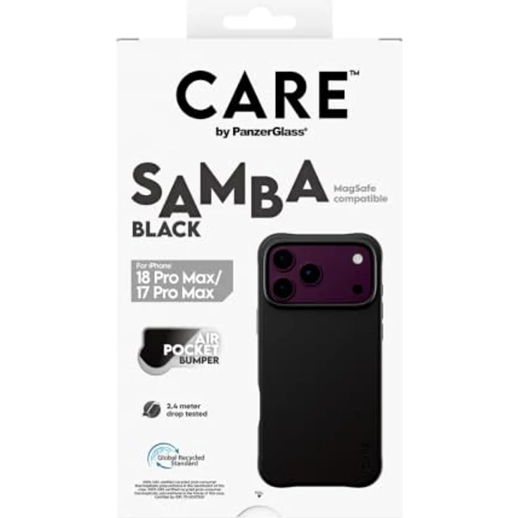 CARE by PanzerGlass Samba Case Black, Schutzhülle mit MagSafe-Kompatibilität für Apple iPhone 18 Pro Max | 17 Pro Max, fall- und kratzfest, selbstheilendes TPU-Material, 2.4-Meter-fallgetestet – Bild 3