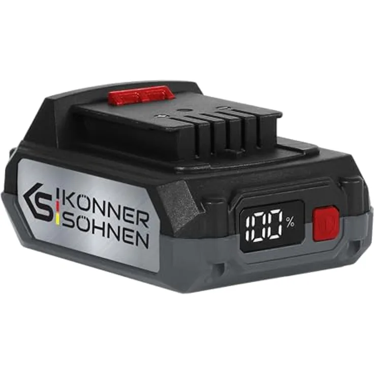 K&S Könner&Söhnen Li-Ion Akku 20V KS 20V2-1, Wiederaufladbarer Lithium-Ionen-Akku mit Überladungs- und Kurzschluss-Schutz, 20 V Nennspannung, 2 Ah Batteriekapazität, 0.47 kg Nettogewicht