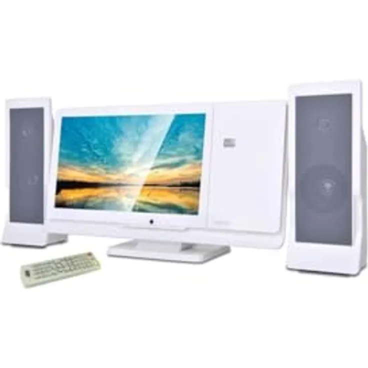 Inovalley CH43-DVD, HiFi-System mit DVD-/CD-Player, 12 Zoll Display, 60 W, UKW, USB 2.0, SD/MMC, mehrsprachig, 2.0 Kanäle, weiß