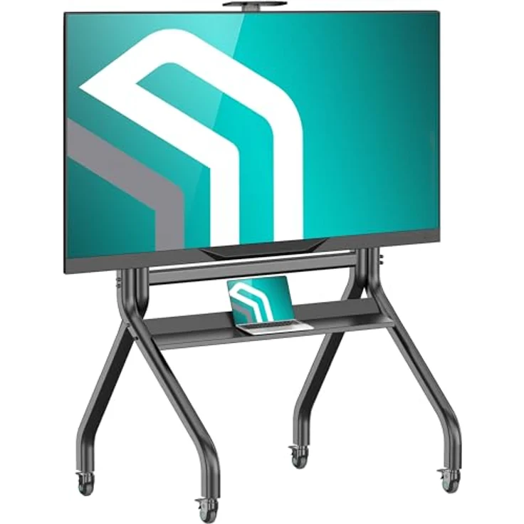 ONKRON TS2080-B, rollbarer TV Ständer für 60-120 Zoll Fernseher, max. Belastung 150 kg, höhenverstellbar, max. VESA 1000x600, mit Rollen, Schwarz – Bild 1