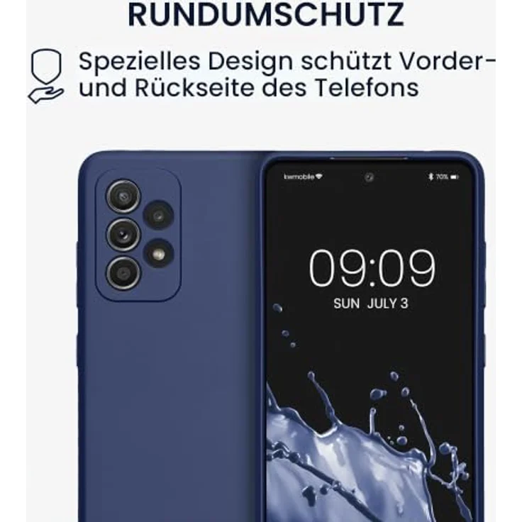 kwmobile Handyhülle für Samsung Galaxy A52 / A52 5G / A52s 5G - weiche Silikonhülle mit metallischem Effekt in Metallic Blau - strapazierfähig, rutschfest und passgenau – Bild 5