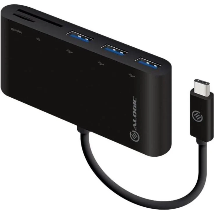 Alogic USB-C MultiPort Adapter mit Card Reader (USB 3.1), Speicherkartenlesegerät für SD und micro SD, Schwarz