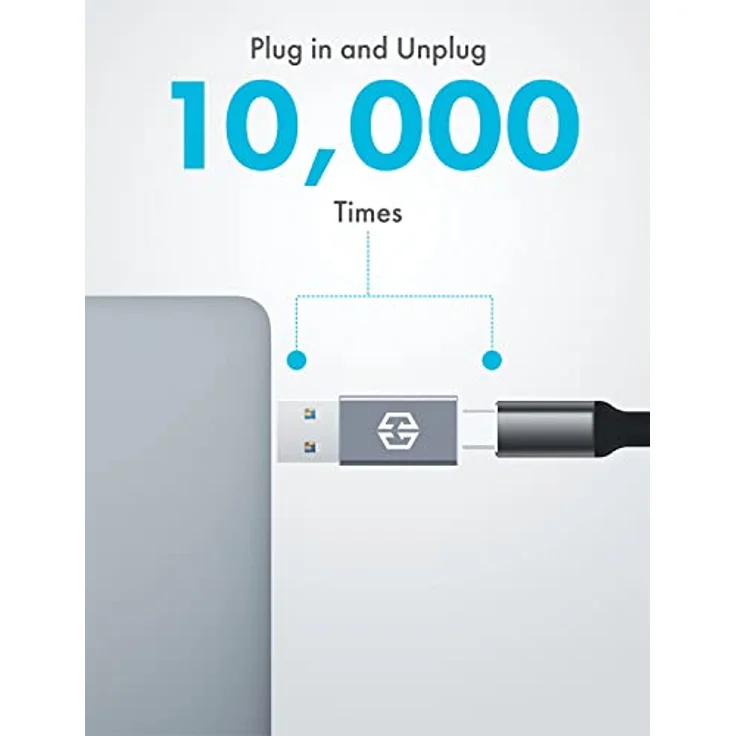 GRAUGEAR USB-C zu USB Adapter - Blitzschnelle 10 Gbit/s Datenübertragung, Dual-Seiten USB-C, Type-C Buchse zu Type-A Stecker, Grau – Bild 5