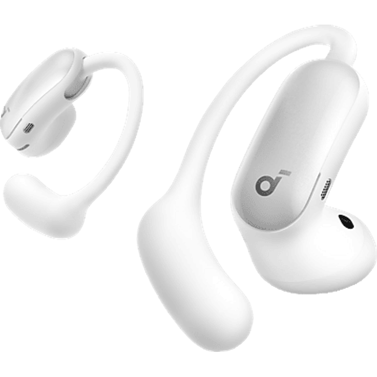 SOUNDCORE BY ANKER AeroFit 2 Pro, Open-ear Bluetooth Kopfhörer mit Hi-Res-Sound, Echtzeit-ANC und glänzendem Weiß