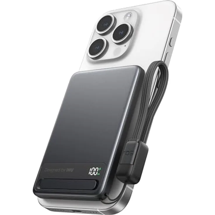 INIU Magnetische Powerbank 5000mAh MagPro USB-C Schnellladung, Schwarz
