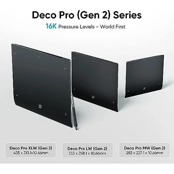 XP-Pen Deco Pro XLW (2nd Gen) + RC Grafiktablet, 17.5 Zoll, Bluetooth 5.0, X3 Pro Smart Chip-Stift, Schwarz/Grau – Bild 2
