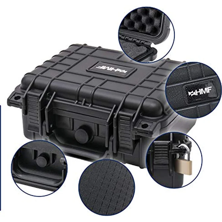HMF ODK100 Outdoor-Fotokoffer, Transportkoffer mit Rasterschaumstoff | 27 x 24,5 x 13 cm, schwarz – Bild 5