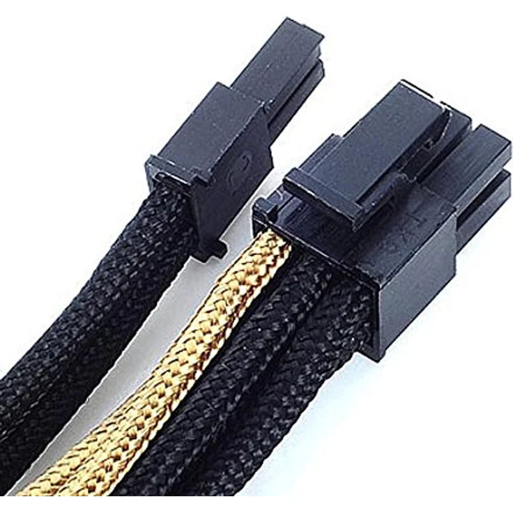 SilverStone SST-PP07-PCIBG - Netzteil-Verlängerungskabel 25cm 8pin auf PCI-E 6+2pin, schwarz, gold – Bild 5