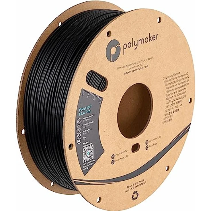 Polymaker PolyLite PLA PRO, 1.75mm 3D-Druckmaterial in Schwarz, 1kg mit hoher Zähigkeit und Steifigkeit – Bild 1