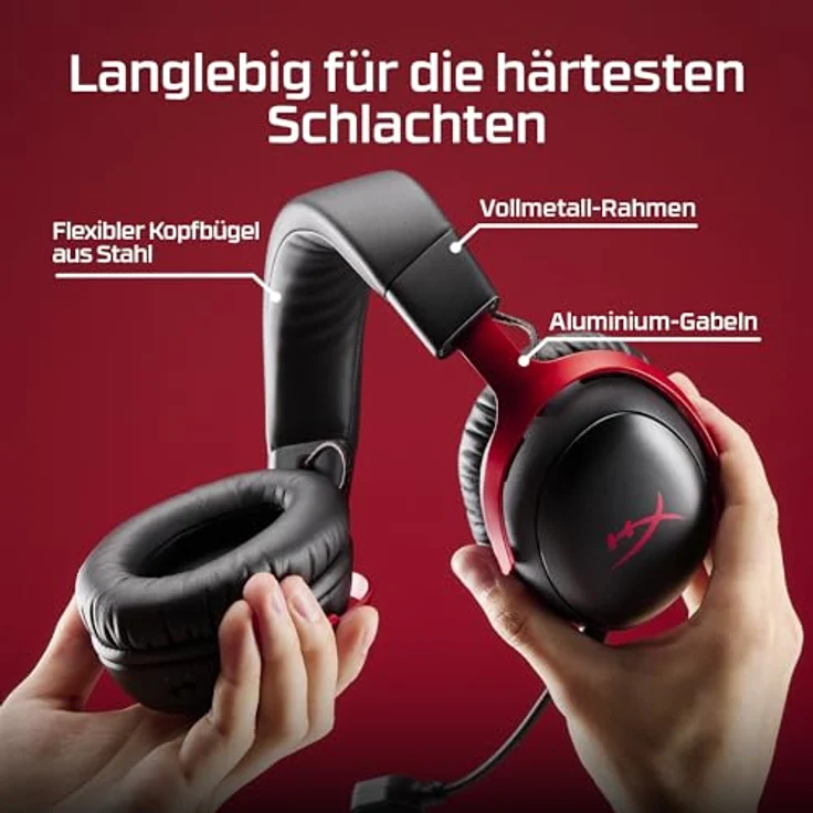 HYPERX Cloud III S, Over-ear Gaming Headset mit 120 Stunden Akkulaufzeit, Bluetooth, Schwarz, Rot – Bild 11