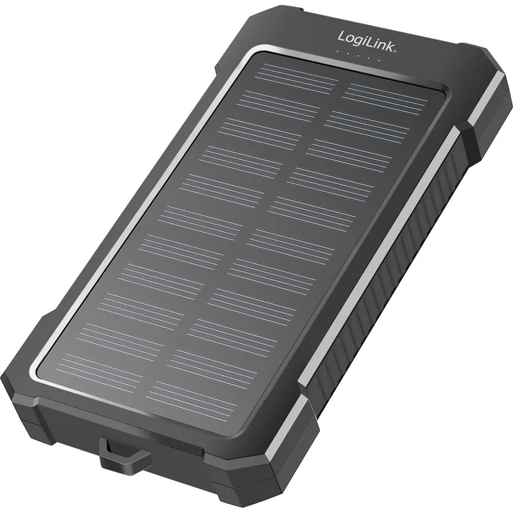 LogiLink Solar Powerbank 10.000 mAh, 2xUSB-A + USB-C, 12 W, ideal für Camping und Outdoor Nutzung